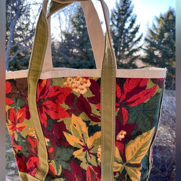 Vintage 90s LLbean boat and tote foliage floral leaves made in USA purse bag - Picture 3 of 15
